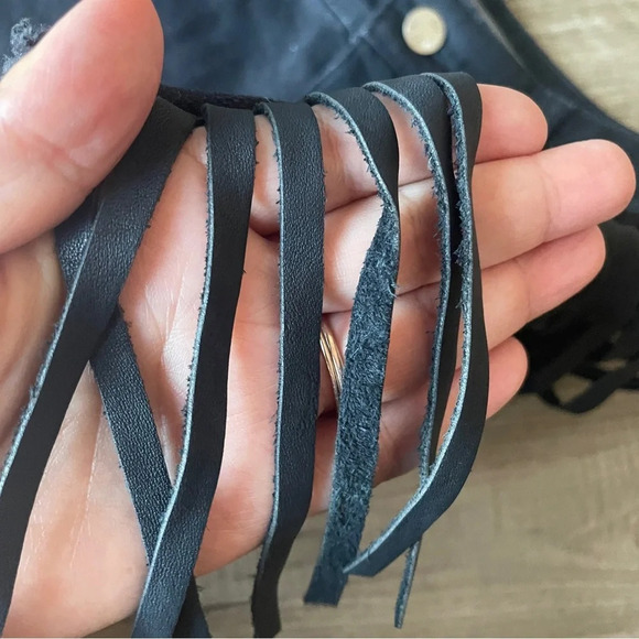 Zadig & Voltaire black denim fringe shorts Sz 36 Small - Picture 4 of 8